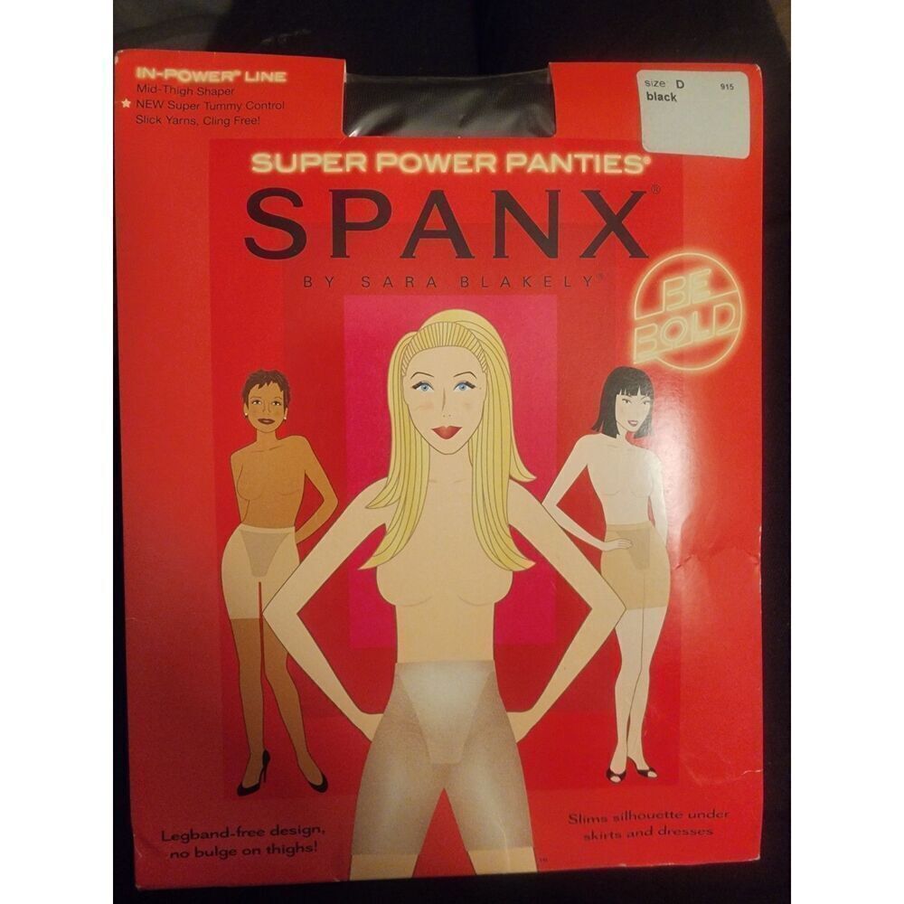 SPANX Super Power Panties Black Size D Mid-Thigh Shaper Tummy Control Shapewear